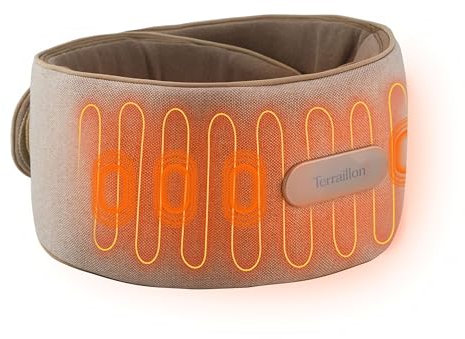 TERRAILLON - WAIST MASSAGER, Ceinture Chauffante/Massage Dos, Lombaires et Ventre - 2 Modes Massage : vibration et compression, 3 niveaux de température, rechargeable en USB-C