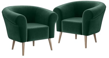 MEBLINI Sofa Sessel für Wohnzimmer 2er Set - Mini Lounge für Zwei Personen - Sitzgarnitur - Polstergarnitur - Emilia - 1+1 - Grün Samt