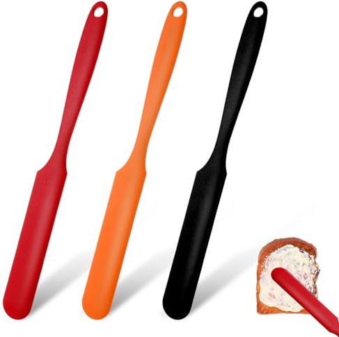 ZEYIYER 3 PCS Jar Spatula, 23.8 cm Long Silicone Spatula with Long Handle, Jam Jar Spatula for Icing, Butter, Peanut Butter, Sourdough, Baking, Mixing