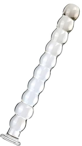 XoticPlay Glas Dildo G-Punkt Stimulation Vagina Masturbation, Kristall Perlen Buttplug Transparent Analkugeln Analspielzeuge Anal Plug für Frauen Männer