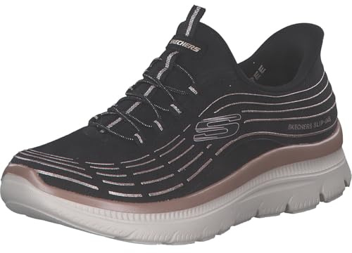 Skechers Femme Summits Plus Soft Luster Slip-In ENTRAINEUSE, Black Mesh/Rose Gold Trim, 36 EU
