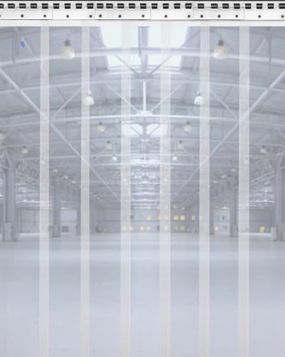Ezcasch Clear Curtain Strip Kit(1.0Wx2.25L Meter) with 6Pcs Clear Strip(20x200cm),2mm Thick Superior Door Curtain for Warehouse, Shops, Coldroom, Garage