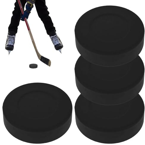 Ishockeypuckar - 4 ishockeypuckar för träning | hockeyträning, ishockeyträning, golvhockeypuckar, officiell regleringsstorlek och vikt för klassisk träning