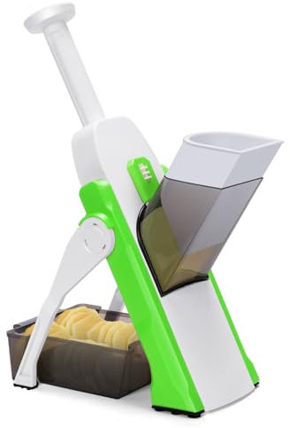 Eukue Coupe Legumes Multifonctions, 4 En 1 Mandoline de Cuisine, Manuelle Coupe Legumes Tous Coupe LéGumes Lame en Acier Inoxydable, Decoupe Legumes pour Oignons Tomates Carotte Concombre - Vert