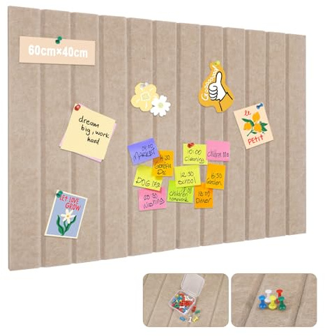 JIANTA Large Cork Board Alternative, 40 x 60 cm Decorative Felt Pinboard with Adhesive Tapes, 9mm Thick Notice Pin Board, Felt Cork Board for Home Office Wall Decor