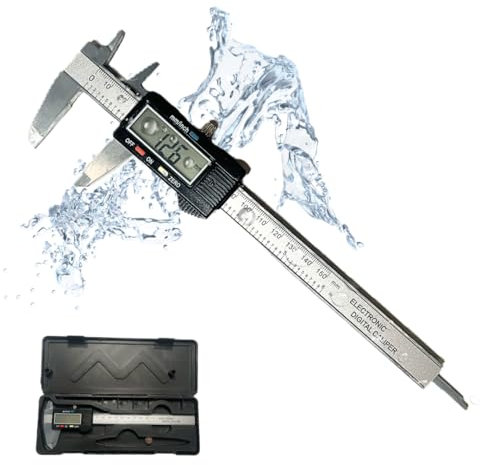 Calibre digital profesional de metal, micrómetro decimal electrónico, con gran pantalla LCD impermeable, 150 mm, para medición exterior, interior, profundidad y grosor