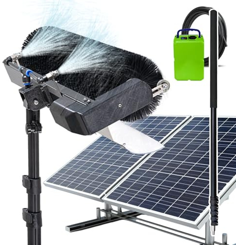 agreilduite Kit Asta Idropulitrice per Pannelli Fotovoltaici/Solari | Pulizia off-Grid con Batteria 26Ah, Autonomia 4-5h | Asta Regolabile 3.5-7.5m + modalità Alimentazione Acqua,7.5m/24.6ft
