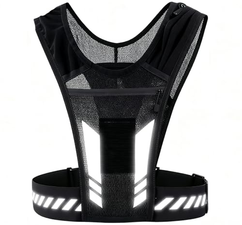 Gilet Riflettente Corsa, Catarifrangente Movimento gilet, Gilet riflettente Regolabile, gilet traspirante uomo donna, Attrezzatura corsa, Per Ciclismo Notturno, Jogging o Escursioni