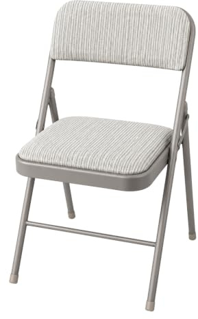 Sakusei Tools Premium Padded Folding Chair with Fabric Cushion – Heavy Duty Metal Frame, Foldable Back Rest Chair for Home, Office, Garden, or Computer Desk – Comfortable Cushioned Seat (1, Grey)