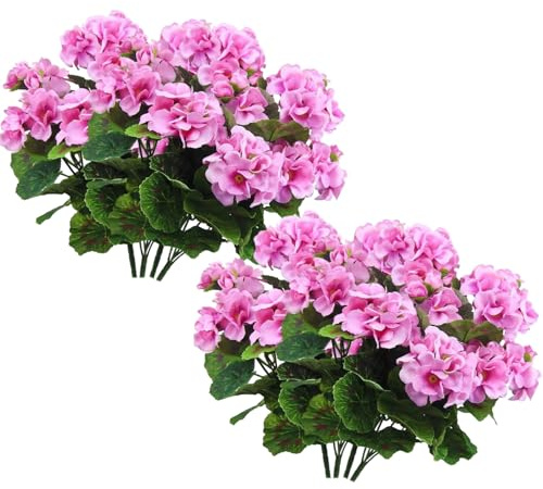 Takingup 8 st konstgjorda pelargoner, 35 cm silkespelargoner utomhus UV-beständiga trädgårdsväxter falska blommor för hem bröllop kök bord bordsdekorationer, dekor, konstgjord