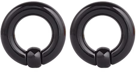 Hoisy Örontunnlar, set med 2, plugg 10 mm (00G) tunnel, ring med boll, akryl, svart