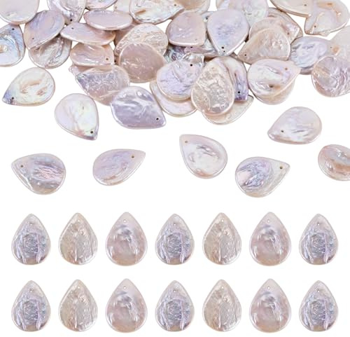 Cheriswelry 50 cuentas de perlas naturales en forma de lágrima de 13 mm, perlas planas barrocas de agua dulce, perlas nucleadas irregulares para hacer joyas, collares, manualidades
