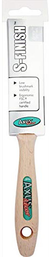 Axus Decor S-Finish Paint Brush (Grey Color) - 1/25mm - For All Paints, Synthetic Filaments, Birchwood Handles, Rust-Resistant Stainless Steel, Compatible with Brushmate vapour boxes