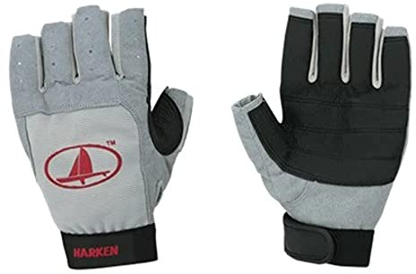 Harken Sport Classic 3/4 Finger Glove, Grey/Black/Red, Small