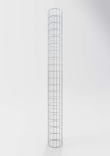 Gabiona – gabionkolonn H x D: 200 x 22 cm – maskstorlek 5 x 10 cm – rund, galvaniserad gabionkorg för trädgården