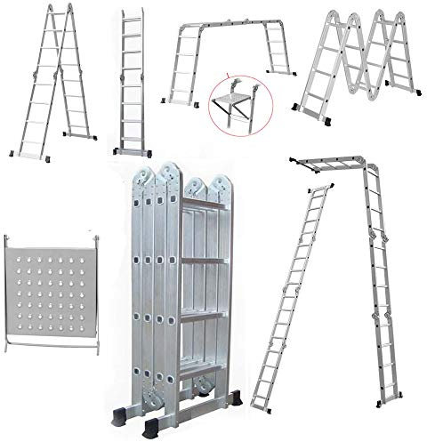 4.7m Multi Purpose Ladder Folding Aluminium Ladders A-Frame Multi-Function with One Tool Tray Max Load 150KG/330lbs for Outdoor and Indor Use