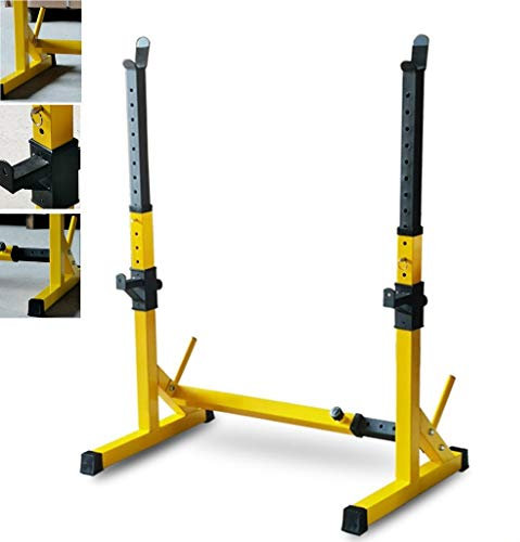 Langhantelständer Verstellbarer Langhantelständer Kniebeugenständer Heimfitnessgeräte Krafttrainingsgeräte Höhenverstellbar (Color : Orange, Size : (83-119) x56x(81x131) cm)