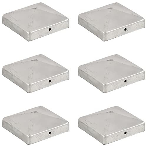 vidaXL 6X Bouchons de Poteau de Clôture Pyramidaux Chapeau de Poteau Capuchon Terrasse Porche Extérieur Galvanisé à Chaud Métal Galvanisé 91x91 mm