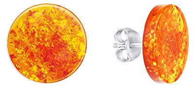 ANDANTE Premium Collection - Echter OSTSEE Bernstein Ohrstecker Ohrringe in 925 Sterling Silber ** Miss Minimalist ** Zertifiziert - Gold des MEERES - Farbe Cognac