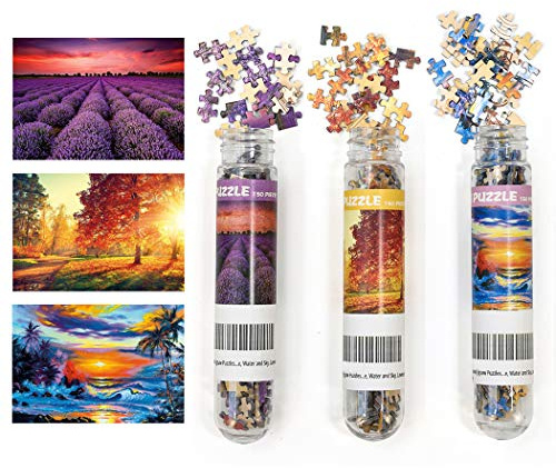 3 Pack Mini Jigsaw Puzzles 150 Pieces for Adults Small Jigsaw Puzzle 6 x 4 Inches Entertainment Toys For Home Decor (Lavender, Sunrise, Sunset)