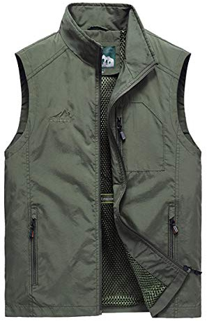 TienNew Gilet Sportivo Uomo Multitasche Esterno Ad Asciugatura Rapida Gilet Senza Maniche con Collo Alto, da esterni