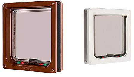 Cat Mate Large 4-Way Cat Flap Brown & 4-Way Locking Cat Flap for Large Cats and Small Dogs, Easy Fitting, Fast Installation, Durable, Weatherproof, Silent, Convenient, Draught Excluder - White