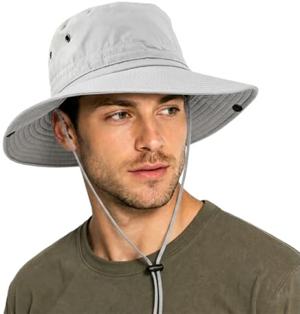 UNIPRIMEBBQ Sun Hat for Men – UPF 50+ Foldable Safari Hat, Lightweight Fishing & Hiking Boonie Hat with Breathable Mesh