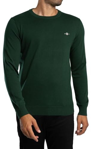 Gant Herren Classic Cotton C-Neck Pullover, Tartan Green, M EU