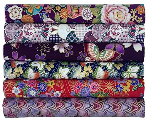EDGEAM 6 Stück Baumwollstoff Patchwork Stoffe Nähstoffe 40 x 50 cm Bedruckte Baumwolle Stoffpaket zum Nähen für DIY Handwerk (Bunt E)