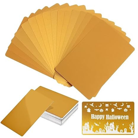 FONLAND 50 Stück Metall Visitenkarten, 10 Farben 0,4 mm Metall Karten für Blank Aluminiumlegierung Lasermarkierung Graviertes Visitenkarte für Business Office DIY Geschenkkarten