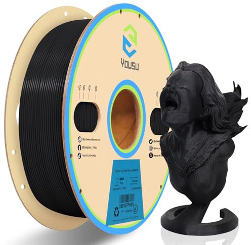 YOUSU Hochgeschwindigkeits 3D Drucker Filament, bis zu 600 mm/s Schnelles Drucken, 1,75 mm PLA-Filament, kompatibel mit Hochgeschwindigkeits 3D Druckern(Schwarz 1kg