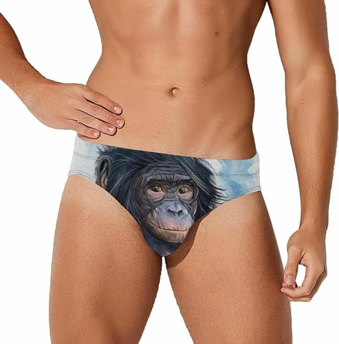 Chimpanzé Singe drôle Slip de Bain pour Hommes Bikini Maillot de Bain Taille Basse Court Slip de Surf Maillots de Bain