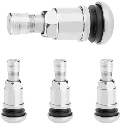 GIONAR 4 Stück Metallventile für Alufelge, Silber Stahlventile für Alufelgen, Autoreifen Ventil 11,3mm, Universale Ventilloch, Felgenventile für Auto, Motorrad, Fahrrad