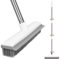 Rubber Broom, Carpet Rubber Brush with Squeegee, Adjustable Long Handle Floor Sweeping Brush Indoor Soft Broom for Pet Hair Hardwood Tile Windows Clean