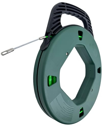 IRSCorp Aiguille Tire Fil 30m Flexible Spiralé Aiguille Tire Fil Avec Coque en Plastic électrique de Outil d'extraction de Câble Amélioré (Coque Vert, 30M PET Fil Vert)