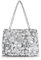 AfitLulu Groß Pailletten Tote Bag Damen Prickelnd Handtasche mit Reißverschluß und Ledergriff, Modisch Umhängetasche Unterarmbeutel Shopper Tasche für Partys Termine Bankette (Silber)