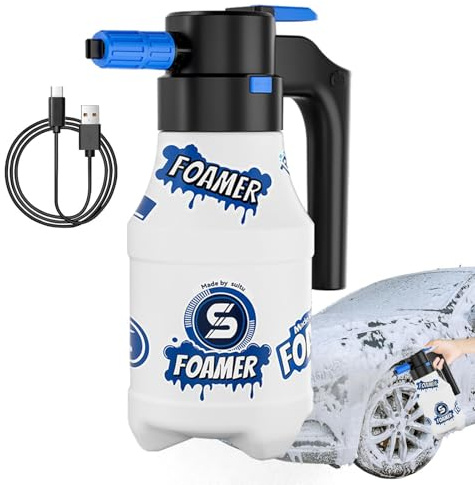 Pulvérisateur de mousse électrique de 1,5 L - Pulvérisateur de mousse pour lavage de voiture - Chargement USB - Pistolet à mousse électrique haute pression - Grande capacité - Pour voiture