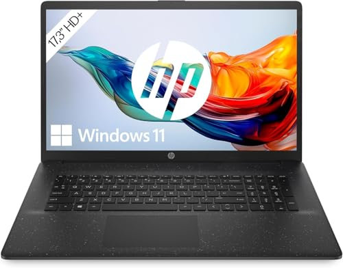 HP Laptop mit 17,3 HD+ Display, Intel Celeron N4500120, 8 GB DDR4 RAM | 256 GB SSD, Intel UHD-Grafik, Windows 11, QWERTZ Tastatur, Schwarz
