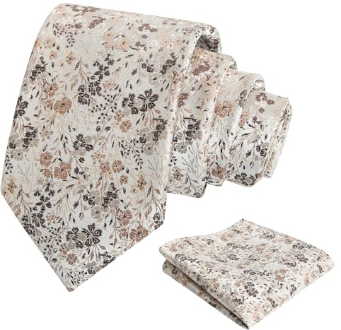 Alizeal Cravate et mouchoir de poche pour homme Motif floral coloré 8 cm