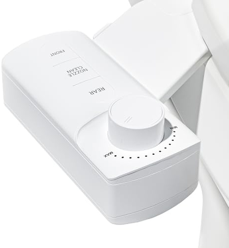 ‌BIGCOW Ultra-Slim Bidet Attachment, Self-Cleaning Dual Nozzle (Front/Rear Wash), One-Finger Command, Ergonomic 3+1 Tactile Controls, Pressure Dial & Tool-Free Install, Instant Hygiene Upgrade