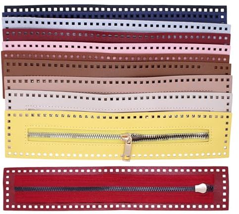 TETEWEVER 10 Stück Leder Reißverschluss, 27cm Reißverschluss mit Löchern zum Häkeln 10 Farben Leder Reissverschluss Rahmen zum Nähen, für DIY Geldbeutel Handtaschen Taschenzubehör