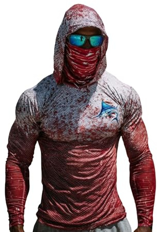 Daikascbny T-Shirt da Pesca Rashguard Protezione Solare Felpa da Uomo con Cappuccio E Protezione dai Raggi UV Estiva Asciugatura Rapida Magliette a Maniche Lunghe UPF 50+ Camicia Escursionismo