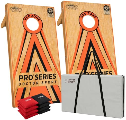 Dr Sport Cornhole Pro+ Kit 120 × 60 cm – Bois (pas de bois compressé) – Environ 14 kg par planche – 8 sacs à billes et sac de transport
