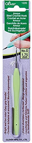 Clover 1220 Amour Steel Crochet Hook No. 0, 1.75mm , Green