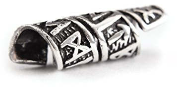 Battle-Merchant skäggpärla och lockpärla med runspiral av silver Ø 6 mm, Silver, Ingen ädelsten