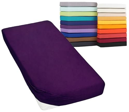 Moon Spannbetttuch Spannbettlaken auch für`s Wasserbett 160g/m² Jersey Line Green (120x200-120x220, lila)
