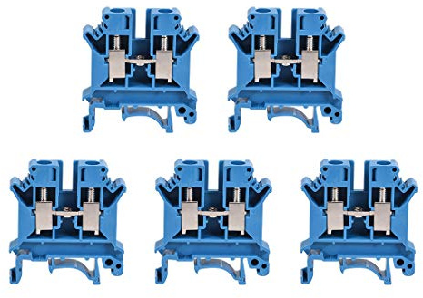 sourcing map Morsettiera per guida DIN UK6N 800V 57A Connettore a vite 6mm2 Blu 5 Pz