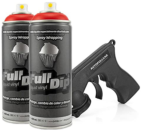 AutoFullCar Full Dip Pack 2 Sprays Vinilo Líquido REGALO Adaptador Spray (Rojo)