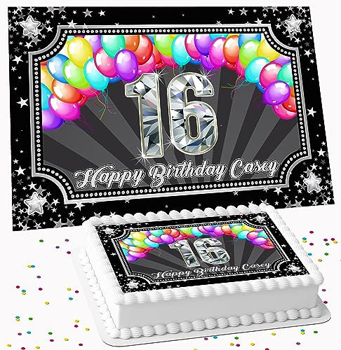 HAPPY BIRTHDAY RECTANGLE PERSONALISED ICING EDIBLE LARGE CAKE TOPPER SUITABLE FOR USE ON COSTCO CAKE R1-772