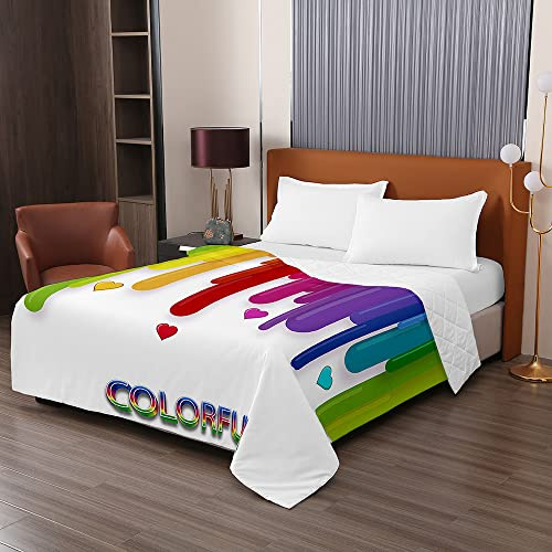 Odot Colcha Bouti de Verano, 3D arcoíris Estampado Suave Microfibra Multiusos Cubrecama Lavable Acolchada Edredón Manta para Cama de Infantil Individual Matrimonio (100x150cm,Colorido 6)